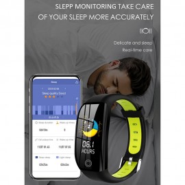 F21 Smart Bracelet 1.14-inch TFT Screen BT4.0 Smart Watch Heart Rate Blood Pressure Sleep Monitoring IP68 Waterproof Smart Timer Pedometer Calorie Fitness Alarm Camera Wristwatch Compatible with Android / iOS System