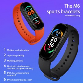 M6 Smart Bracelet Intelligent Watch Sport Fitness Tracker Heart Rate Sleep Monitor Smartwatch 0.96in Color Screen IP67 Waterproof Sports Wristband