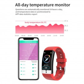 E66 Smart Bracelet Sports Watch 1.08-Inch TFT Single-Touch Screen Temperature/ECG/Heart Rate/Blood Pressure/Sleep Monitor IP68 Waterproof BT4.0 Fitness Tracker Notification/Call/Sedentary Reminder Remote Camera Compatible with Android iOS