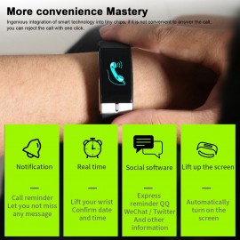 E66 Smart Bracelet Sports Watch 1.08-Inch TFT Single-Touch Screen Temperature/ECG/Heart Rate/Blood Pressure/Sleep Monitor IP68 Waterproof BT4.0 Fitness Tracker Notification/Call/Sedentary Reminder Remote Camera Compatible with Android iOS