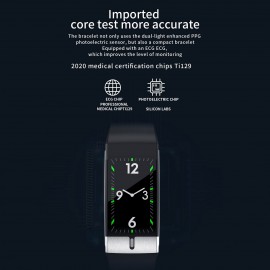 E66 Smart Bracelet Sports Watch 1.08-Inch TFT Single-Touch Screen Temperature/ECG/Heart Rate/Blood Pressure/Sleep Monitor IP68 Waterproof BT4.0 Fitness Tracker Notification/Call/Sedentary Reminder Remote Camera Compatible with Android iOS