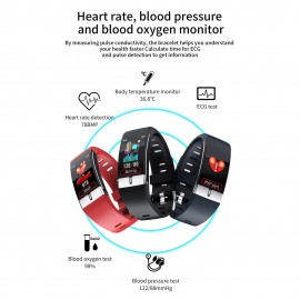 E66 Smart Bracelet Sports Watch 1.08-Inch TFT Single-Touch Screen Temperature/ECG/Heart Rate/Blood Pressure/Sleep Monitor IP68 Waterproof BT4.0 Fitness Tracker Notification/Call/Sedentary Reminder Remote Camera Compatible with Android iOS