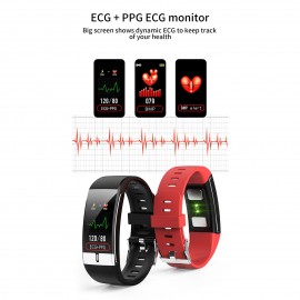 E66 Smart Bracelet Sports Watch 1.08-Inch TFT Single-Touch Screen Temperature/ECG/Heart Rate/Blood Pressure/Sleep Monitor IP68 Waterproof BT4.0 Fitness Tracker Notification/Call/Sedentary Reminder Remote Camera Compatible with Android iOS