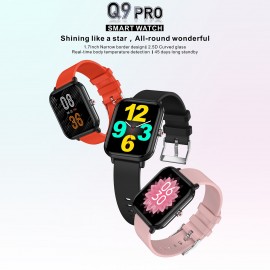 Q9 pro Smart Bracelet Sports Watch 1.7'' TFT Full-touch Screen Body Temperature Monitor 45-day Long Standby Health Monitor 24-Sports Mode Compatible with Android iOS