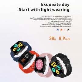 Q9 pro Smart Bracelet Sports Watch 1.7'' TFT Full-touch Screen Body Temperature Monitor 45-day Long Standby Health Monitor 24-Sports Mode Compatible with Android iOS