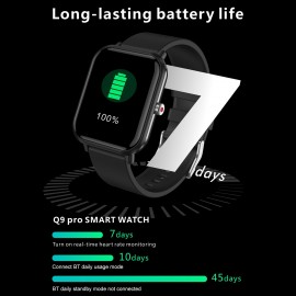 Q9 pro Smart Bracelet Sports Watch 1.7'' TFT Full-touch Screen Body Temperature Monitor 45-day Long Standby Health Monitor 24-Sports Mode Compatible with Android iOS