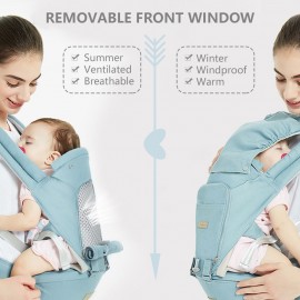 Multifunctional Baby Carrier with Hip Seat Ergonomic Baby Waist Carrier Hip Seat with Zipped Pocket Sunshade Mesh for Newborn Toddler