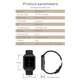 Q9 Sport Watch Smart Bracelet SMA Band Fitness Tracker IPS Screen Display Pedometer Calories Heart Rate Sleep Monitor Call Reminder Wrist Band with 2 Replacement Straps Replacement for Smartphones iOS Android Devices