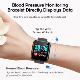 Smart Bracelet 1.3-Inch HD Color Touchscreen Smart Band IP67 Waterproof Smartwatch with Pedometer Heart Rate Tracker Blood Pressure Monitor Sleep Tracking Notifications Reminder Remote Shutter Compatible with Android iOS