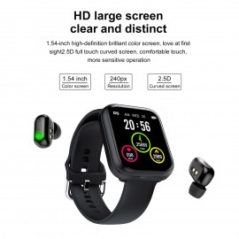 X8 2 in 1 Smart Bracelet with Wireless Earbuds 1.54-Inch IPS Full-Touch Screen BT5.0 Fitness Tracker IP67 Waterproof Sleep/Heart Rate/Blood Pressure Monitor Message/Call/Sedentary Reminder Remote Camera Music Control Compatible with Android iOS