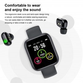 X8 2 in 1 Smart Bracelet with Wireless Earbuds 1.54-Inch IPS Full-Touch Screen BT5.0 Fitness Tracker IP67 Waterproof Sleep/Heart Rate/Blood Pressure Monitor Message/Call/Sedentary Reminder Remote Camera Music Control Compatible with Android iOS