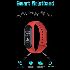 M4 Smart Sport Bracelet 0.96'' LCD Single-Touch Screen Sleep/Heart Rate/Blood Pressure Monitor Message/Call Reminder Compatible with Android iOS