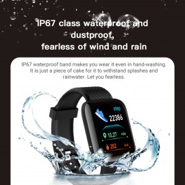 116plus Smart Sports Bracelet Sports Watch 1.44'' TFT Single-touch Screen Multilingual Display Custom Dial Fitness/Health Monitor Long Standby IP67 Waterproof Compatible with Android iOS