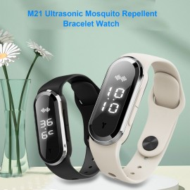 M21 Ultrasonic Mosquito Repellent Bracelet Watch USB Rechargeable Anti Mosquito Repeller Wristband Kill Pest Insect Bug Repellent Wrist Watch Suitable for Adults and Kids