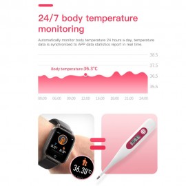 T1S Fitness Watch 1.3in Color Screen Sport Intelligent Fitness Tracker IP67 Waterproof Heart Rate Sleep Quality Temperature   Monitoring Wrist Watch