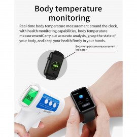 Smart Band Fitness Tracker Bracelet Sport Smart Watch Wrist Thermometer Heart Rate Sleep Monitoring Wristband IPS Touch Screen IP67 Waterproof Information Reminde