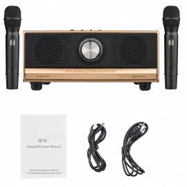 Family Karaoke Machine System Hand-held UHF Wireless Microphone BT Wireless Speaker Home Theater KTV AUX IN U Disk Music Player for Home Party Meeting Wedding Picnic