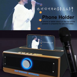 Family Karaoke Machine System Hand-held UHF Wireless Microphone BT Wireless Speaker Home Theater KTV AUX IN U Disk Music Player for Home Party Meeting Wedding Picnic