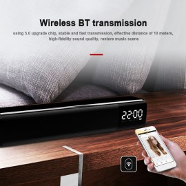 BT Soundbar Audio Player Wireless Speaker Subwoofer 3D Surround Speakers Clock TF USB for Home TV PC