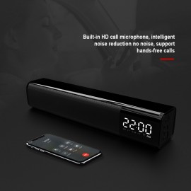 BT Soundbar Audio Player Wireless Speaker Subwoofer 3D Surround Speakers Clock TF USB for Home TV PC