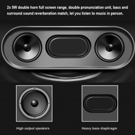 BT Soundbar Audio Player Wireless Speaker Subwoofer 3D Surround Speakers Clock TF USB for Home TV PC