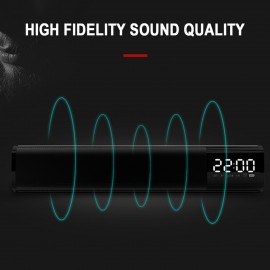 BT Soundbar Audio Player Wireless Speaker Subwoofer 3D Surround Speakers Clock TF USB for Home TV PC