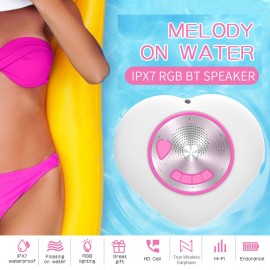 Wireless Bluetooth 5.0 Speaker Outdoor IPX7 Waterproof Stereo Audio Player Floating Swimming Speakers with RGB Light