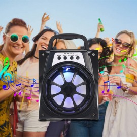 MS-133BT Portable Outdoor Speaker Colorful LED Light Super Bass Wireless Bluetooth Speakers FM Radio TF Card AUX IN U Disk Music Player