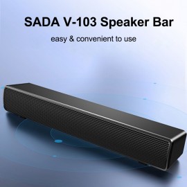 V-103 Speaker Bar Computer Speakers Stereo HiFi Sound Wired Computer Sound Bar Rich Bass USB Powered Soundbar Speaker for PC TV Smart Phone Tablets Desktop Laptop