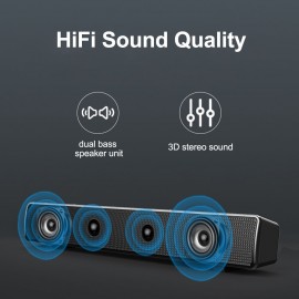 V-103 Speaker Bar Computer Speakers Stereo HiFi Sound Wired Computer Sound Bar Rich Bass USB Powered Soundbar Speaker for PC TV Smart Phone Tablets Desktop Laptop