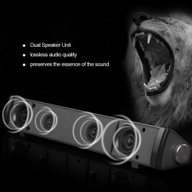 V105 Speaker Bar Computer Speakers Wired Computer Sound Bar Stereo USB Powered Mini Long Soundbar Speaker with HiFi Sound Rich Bass for TV PC Cellphone Tablets Desktop Laptop