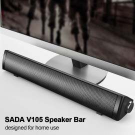 V105 Speaker Bar Computer Speakers Wired Computer Sound Bar Stereo USB Powered Mini Long Soundbar Speaker with HiFi Sound Rich Bass for TV PC Cellphone Tablets Desktop Laptop