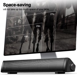 V105 Speaker Bar Computer Speakers Wired Computer Sound Bar Stereo USB Powered Mini Long Soundbar Speaker with HiFi Sound Rich Bass for TV PC Cellphone Tablets Desktop Laptop