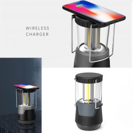 LED Camping Light Portable Lantern Wireless Stereo Bluetooth Speaker Loudspeaker Qi Standard Wireless Charger Outdoor Emergency Light