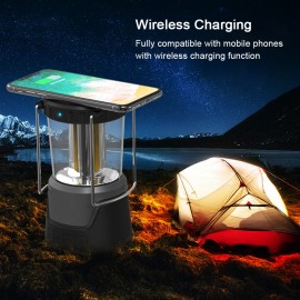 LED Camping Light Portable Lantern Wireless Stereo Bluetooth Speaker Loudspeaker Qi Standard Wireless Charger Outdoor Emergency Light