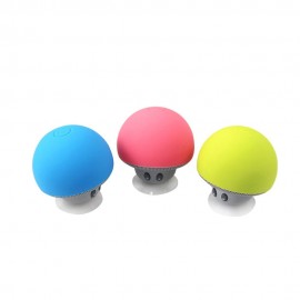 Mini BT Mushroom Speaker Wirelessly Portable Subwoofer with Mic & Suction Cup for Pads/Smartphones