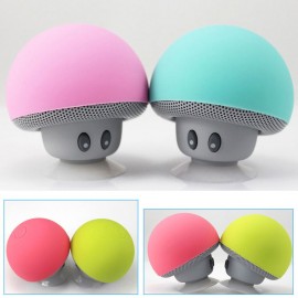 Mini BT Mushroom Speaker Wirelessly Portable Subwoofer with Mic & Suction Cup for Pads/Smartphones