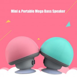 Mini BT Mushroom Speaker Wirelessly Portable Subwoofer with Mic & Suction Cup for Pads/Smartphones