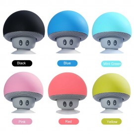 Mini BT Mushroom Speaker Wirelessly Portable Subwoofer with Mic & Suction Cup for Pads/Smartphones