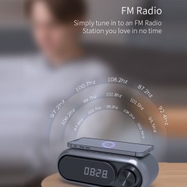 Bluetooth Speaker LED Digital Clock Multifunctional Sound Box Wireless Charger Desk Clock FM Radio Wireless Charging Device