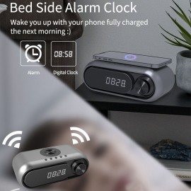 Bluetooth Speaker LED Digital Clock Multifunctional Sound Box Wireless Charger Desk Clock FM Radio Wireless Charging Device