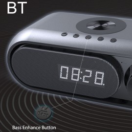 Bluetooth Speaker LED Digital Clock Multifunctional Sound Box Wireless Charger Desk Clock FM Radio Wireless Charging Device