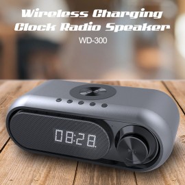 Bluetooth Speaker LED Digital Clock Multifunctional Sound Box Wireless Charger Desk Clock FM Radio Wireless Charging Device