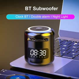 JM01 Portable Wireless BT 5.0 Speaker Alarm Clocks Wireless Loudspeakers Support TF Card/FM/AUX IN Hands-free with Mic