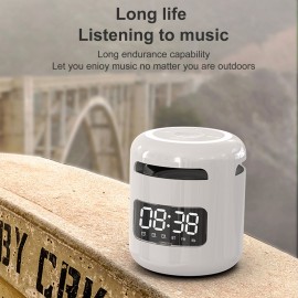 JM01 Portable Wireless BT 5.0 Speaker Alarm Clocks Wireless Loudspeakers Support TF Card/FM/AUX IN Hands-free with Mic