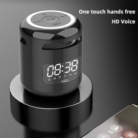 JM01 Portable Wireless BT 5.0 Speaker Alarm Clocks Wireless Loudspeakers Support TF Card/FM/AUX IN Hands-free with Mic