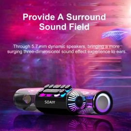 soaiy SH19 HiFi Speaker Computer Game BT Subwoofer RGB Light Key Bass Sound Bar Stereo Music Player Sound Box TF Card Port 3.5mm Audio Input for PC Laptop Smartphone Tablet