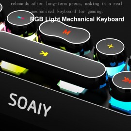 soaiy SH19 HiFi Speaker Computer Game BT Subwoofer RGB Light Key Bass Sound Bar Stereo Music Player Sound Box TF Card Port 3.5mm Audio Input for PC Laptop Smartphone Tablet