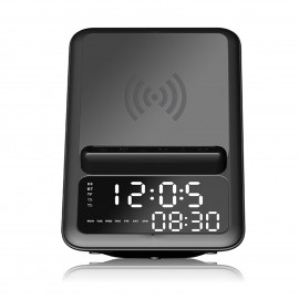 Wireless BT5.1 Speaker Wireless Charger Fast Charging Stand Alarm Clock Time Display TF Card MP3 Playback with Mic