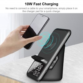 Wireless BT5.1 Speaker Wireless Charger Fast Charging Stand Alarm Clock Time Display TF Card MP3 Playback with Mic